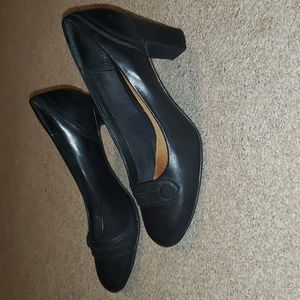 Clarks Classic Black Leather Heels